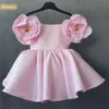 Manga de flor 3D 2023 menina menina verão novo vestido de festa de casamento elegante infantil