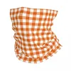 Bandanas Orange Plaid Checkered Winter Headband Neck Warmer Women Men Hiking Cycling Tube Scarf Geometric Gingham Face Bandana Gaiter