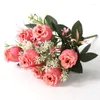 Kwiaty dekoracyjne 32 cm jedwabny piwonii różowy różowy sztuczny bukiet 7 dużych głowa