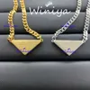 Strands, Strings Designer Necklace New Letter Inlaid Diamond Inverted Triangle Pendant Geometric Exquisite Fashion PAF8