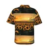 Men's Casual Shirts Sunflower Sunset Mens Hawaiian Short Sleeve Button Down Beach Tropical Floral