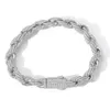 Link Bracelets 2023 8mm Hip Hop Full Rhinestone Inlay Rope Cuban Bracelet 5a Zircon Luxury Jewelry Gift For Men Women