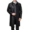 Herrenjacken echtes Leder für Männer 100 Schaffell Trench Coat männliche Natur Jacke Casual Mode Long XHL324 230814
