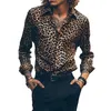 Herren S lässige Hemden Herren Langarm Fashion Leopard Design Print Shirt 230814