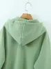 Hoodies voor dames evferen Autumen Dames Casual Green Plush Warm Hoodeds Dames Fashion String Zipper Jackets Roze dikke dikke outdarnen