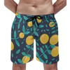 Shorts masculinos laranjas de aquarela da academia impressão de frutas brilhantes praia fofa de praia