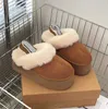 But Ultra Designer Platforma Mini Womans Snow Boots Australia Furt Warm Buty Prawdziwe skórzane kasztanowe kostki puszyste botki dla kobiet 3352