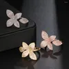 Pendientes de collar Set Cube Zirconia Luxury Cz Cz Arete/anillo Bijoux Boda Flor Joyería