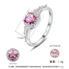 Cluster anneaux coréens Morganite princesse carré zircon anneau élégant rose beryl argent pour femmes s925 anniversaire de mariage bijoux fin