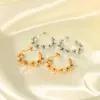 Hoop Earrings C Shape Small Flowers Chic Stud Daisy 18K Gold Plated Women Waterproof Fine Jewelry