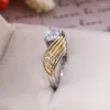 Allocutions de mariage pour les femmes Ring Finger Taille 6-10 Bijoux plaqué en argent Cadeau de fête à deux tons