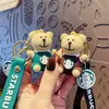 Tasarımcı Moda Çiçek Keychain Bear Bebek Erkek ve Kadın Kartvizit Tutucular İçin Anahtarlık Satchel Bag Anahtarlık Tatil Hediyesi