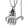 Colares de pingentes de colar de colar no colar de jóias para homens mulheres vintage gótico titânio aço de aço esquelético pendente de garganta viking