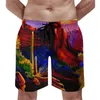 Shorts pour hommes Montagnes de gym peinte du désert Imprimé coucher de soleil Running Surf Beach Pantal