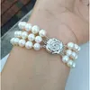 Link Bracelets 3row 7-8mm Nanhai White Pearl Bracelet 7.5-8 Inch