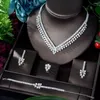 Brincos de colar Set Moda Shinning Pave CZ Dubai 2023 Women Wedding Zirconia folha Design de cobre 4pcs jóias Collier Mariag N-896