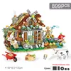 Bloki kreatywne wiatraka dom ogrodowy zwierzę mini uliczne widok na DIY Town Cabin Sets edukacyjne zabawki dla dzieci Prezenty R230814
