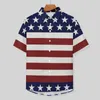 メンズカジュアルシャツアメリカンフラッグアメリカ旗USAルーズシャツビーチ愛国7月4日アメリカプライドカスタム半袖ビンテージ特大ブラウス