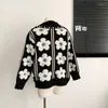 Damestruien Zwart -wit bijpassende tops Y2K Lange mouw Autumn Winter Pullover Floral Sweater Casual Jumper Top