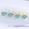 Orecchini doganici Nefrite Deer intagliato Designer Amuleto Amuleto Stalloni Energia Regalo Naturale 925 Amuleti d'argento Gemie Green