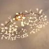 Pendant Lamps Nordic Living Room Chandelier Modern Firefly LED Light Rose Gold/black Branch Round Bedroom Dining Kitchen