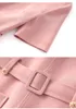 2023 Лето розово-сплошное цветное платье с коротким рукавом круглый рукав за талию поясные камеры до коленного колена W3L043304