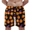 Herren -Shorts Board Kürbis Druck klassischer Strand Trunks Halloween Männer komfortable laufende Surf übergroß