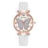 Armbanduhren Mode Frauen Quarz Uhr Butterfly Dial Design lässig weibliche Frau Lederuhr Montre Femme Geschenk