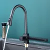 All Copper Flying Rain Waterfall Style Kitchen Faucet with Dual Control of Hot and Cold for Sink Single Hole Pull-out Faucet