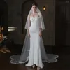 Bridal Veils CC Long Wedding Accessories Women Hairwear Dress Engagement Hair Ornament Romantic Double Layers Veil Purfle V867