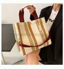 Schoudertassen Tote Bag dames 2022 Nieuwe trendy canvas streep handtas breedband een schouder crossbody bagstylishhandbagsstore