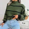 Designer Moda longa feminina Moda alta pescoço listrado novo suéter etono inverno 2023