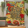 Гобелена Любовь и цветы настенные настенные гобелены ретро -хиппи цветочный художественный фон спальня в общежитии декор стены R230812