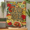 Tapisserier Kärlek och blommor vägg hängande tapestry retro hippie blommig konst bakgrund sovrum sovsal väggdekor R230812