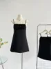 Lässige Kleider Frauen Festkörperpatchwork Slim Mini Suspender Kleid Retro -Pailletten Design Party Abend Abschlussball Weiches Kleid 2023 Frühling Sommer