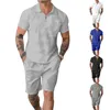 Men's Tracksuits 2023 Cross Border Summer Jacquard Polo Short Sleeved Set European And American Zipper Lapel Shorts