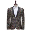 Men s kostymer blazers lyxiga glänsande gröna paljetter bling glitter blazer män sjal krage en knapp smoking mens bröllop party scen dräkt 230814