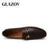 Robe chaussures Glazov italien hommes marques décontractées sans lacet formel luxe hommes mocassins mocassins en cuir véritable marron conduite 230814