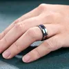 Bandringen She Mens Wedding Tungsten Groove Ring Ring Carbide Blue Line 8mm Maat 713 Modieuze sieraden Valentines Gift 230814