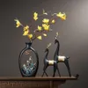 Вазы творческий подход в японском стиле Feng Shui Wealth Vase Office Living Room Desktop Вазы для домашнего декора аксессуары Art Gift 230812