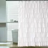 Bath Accessory Set Ruffle Shower Curtain Home Decor Soft Polyester Decorative Bathroom Accessories Great For Showers And Bathtubs White 71