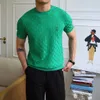 Męskie koszulki Modna Modna okrągła szyjka haftowa z krótkim rękawem T-shirt Summer krateczka szczupłe koszulki Tops Streetwear Homme 4xl-M 230812