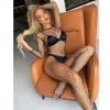 Seksi set erotik siyah seksi vücut stokları kadınlar fishnet açık kasık catsuit örgü tayt iç çamaşır börek geliyor tulum teddies hkd230814