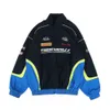 2023 Design Autumn and Winter New Trend Street Blue Racing Suit Flip Collar Charge Coat Jacket Size M L XL