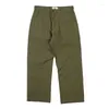 Herrbyxor 2023 Solid Color Loose Straight-ben Mens Amekaji Safari Style Casual Vintage Trousers Men