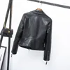 Damen Leder Short Revers Mantel 2023 Frühlings- und Herbstkleidung schlanker Motorradjacke