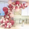Dekoration 132st Rose Red Balloon Garland retro dammiga ballonger för prinsessa bröllop baby shower födelsedag diy dekorationer