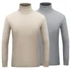 Herentruien Winter Turtleneck gestreepte gebreide trui trui pullover 2023 Kerstmis mannelijke warme slanke top mannen dubbele kraag