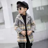 Jackets Boys Herfst Winter wollen Lange jas mode elegante kinderen overjassen katoenen gevulde verdikking warme kinderen outfits kleding r230812