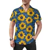 Herren lässige Hemden luminöser Sonnenblumen abstraktes Design Strandhemd Hawaii Ästhetik Blusen Mann Custom Plus Size